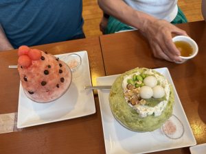 Two photos one Watermelon and the other Edamame shaved ice