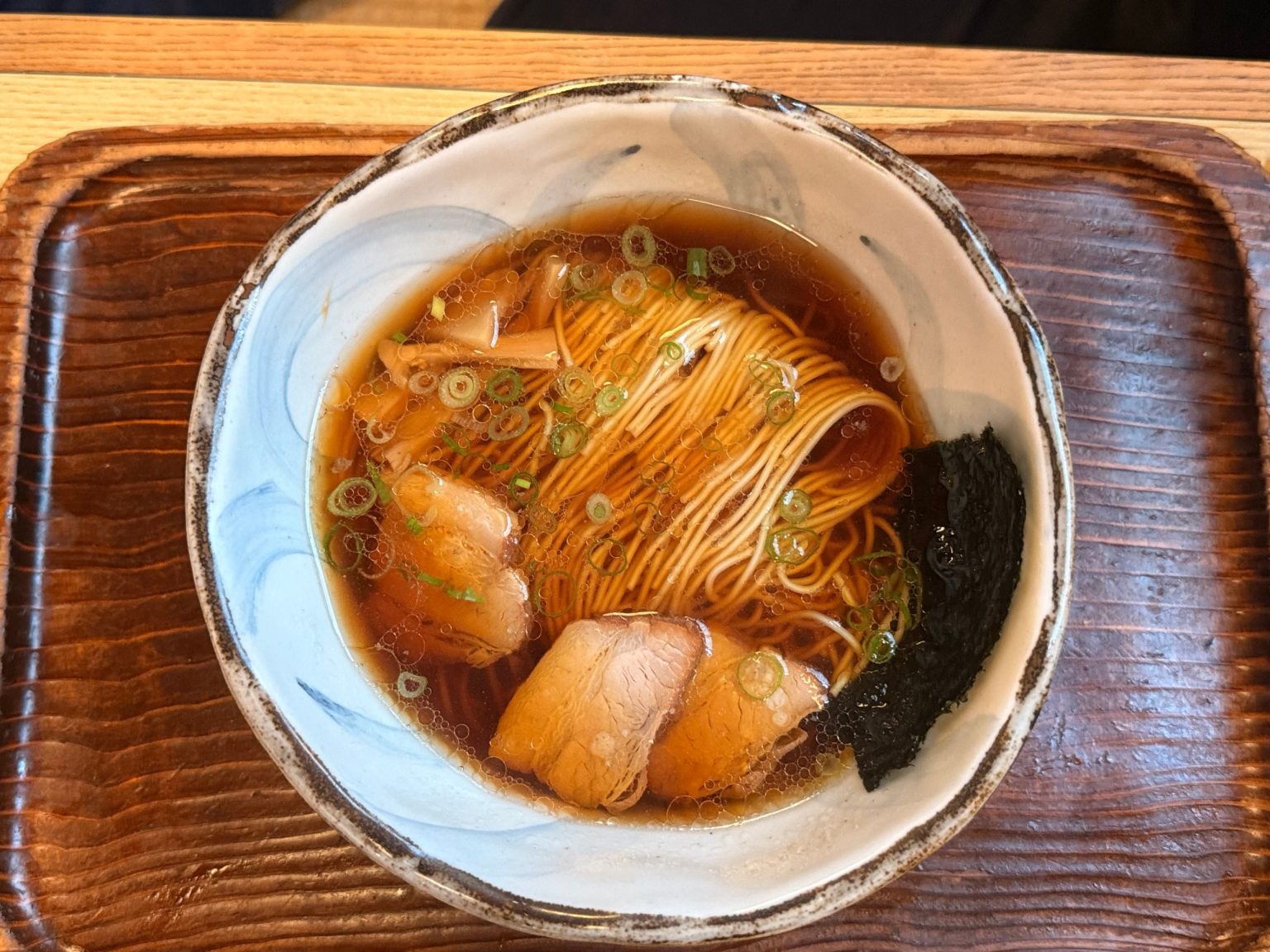 Shoyu chuka soba with chashu, menma, spring onion and nori at Kawaichi, Kuwana