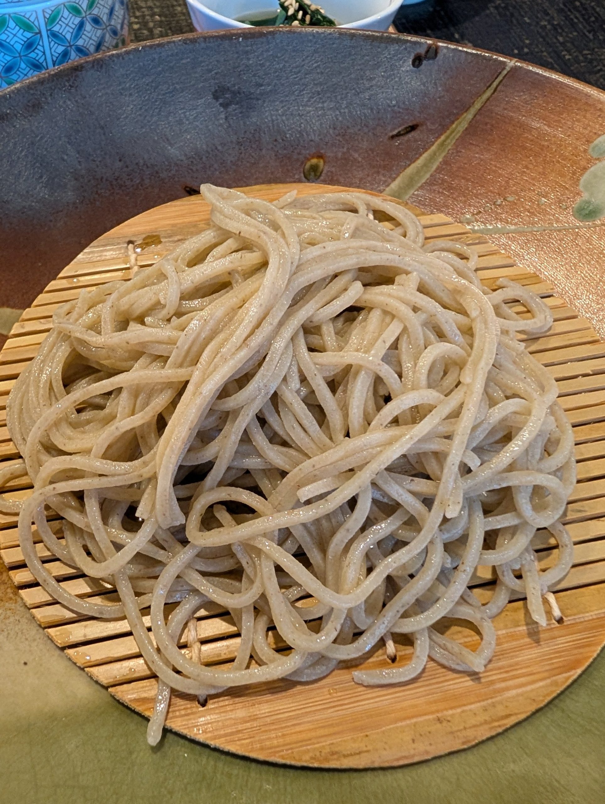 Ibuki soba at Tsurukian, flecked with whole grain