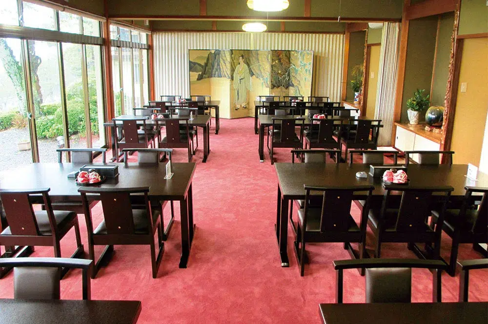 The dining room at Yugean, Yugenosato's restaurant